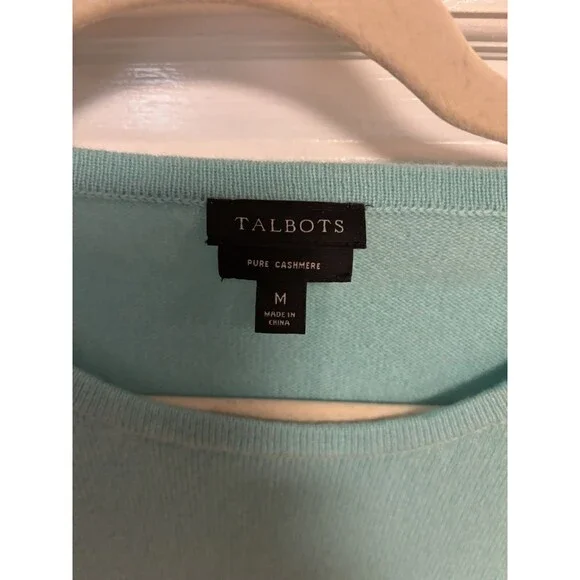 Talbots 100% Pure Cashmere  Pullover Sweater Women’s Size Med Teal - Picture 5 of 9